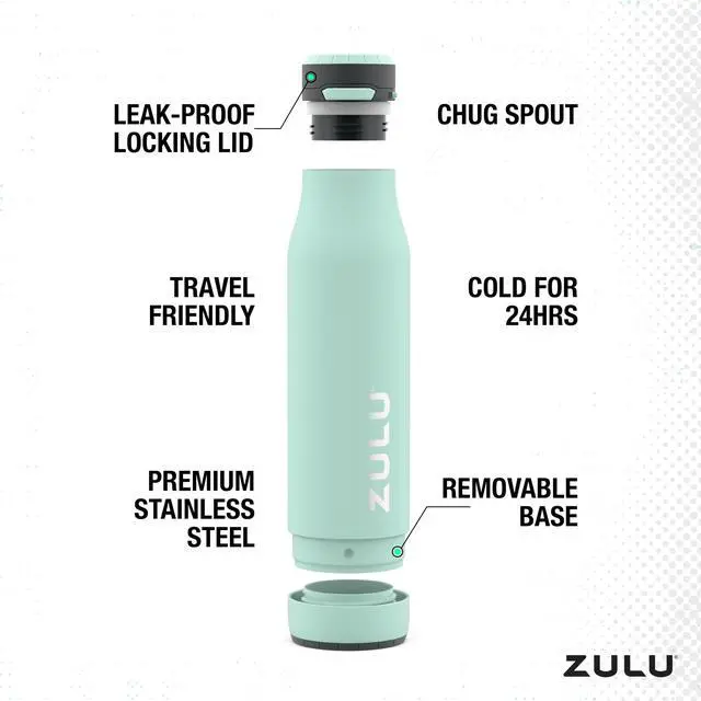 Alt view image 3 of 7 - Ace 24oz Vacuum Insulated Stainless Steel Water Bottle with Chug Spout | Leak-Proof Locking Lid and Removable Base |Reusable Bottle for Cycling Sports Gym Travel Bicycle Bottle Cage | Yucca