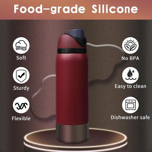 Alt view image 4 of 7 - Chameleon Silicone Water Bottle Boot, Compatible with Owala 24oz 32oz 40oz, Gradient Matte Luster Cup Sleeve Bottom Cover for FreeSip, Twist, or Flip Stainless Steel Water Bottles