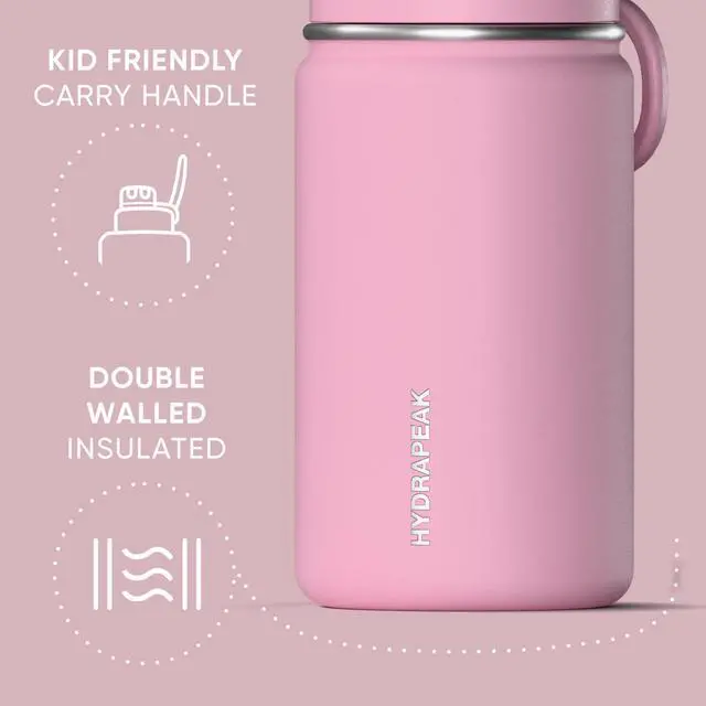 Alt view image 3 of 7 - Mini 14oz Water Bottle with Straw Lid, Stainless Steel Double Wall Insulated Water Bottle | Leak-Proof and Spill-Proof Water Bottle, 24 Hours Cold (Pink)