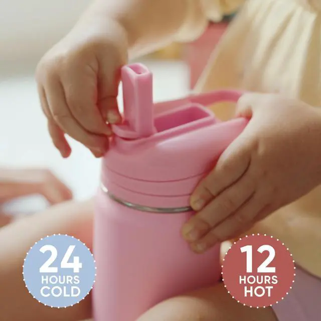 Alt view image 6 of 7 - Mini 14oz Water Bottle with Straw Lid, Stainless Steel Double Wall Insulated Water Bottle | Leak-Proof and Spill-Proof Water Bottle, 24 Hours Cold (Pink)