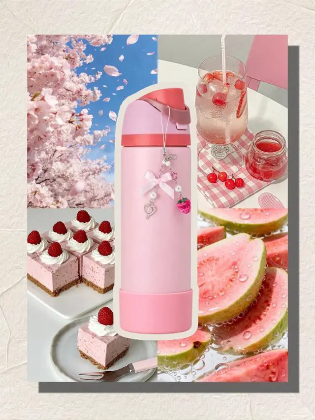 Alt view image 3 of 7 - Black Cherry Charm & 2PCS Silicone Boot for Owala 30oz & 40oz FreeSip Sway Bottles & Tumblers, Cute Water Bottles Accessories for Owala All Series Set (Pink Strawberry, Insulated 24oz)