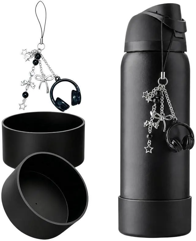 Main image of Black Cherry Charm & 2PCS Silicone Boot for Owala 30oz & 40oz FreeSip Sway Bottles & Tumblers, Cute Water Bottles Accessories for Owala All Series Set (Midnight Beats, Insulated 32oz)