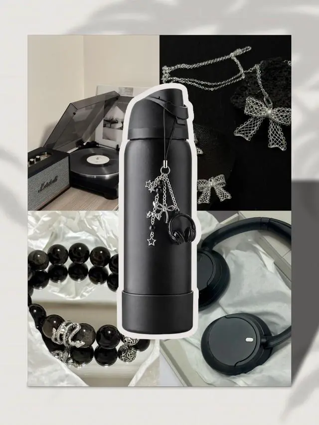 Alt view image 4 of 7 - Black Cherry Charm & 2PCS Silicone Boot for Owala 30oz & 40oz FreeSip Sway Bottles & Tumblers, Cute Water Bottles Accessories for Owala All Series Set (Midnight Beats, Insulated 32oz)