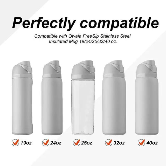 Alt view image 4 of 6 - 4pcs Replacement Stopper Compatible with Owala FreeSip 24oz 32oz, Water Bottle Top Lid Gasket for Owala 16/19/24/32/40oz Seal Bottle Cap Mouth Stopper Part Silicone Plug Accessories BPA-Free (Gray)