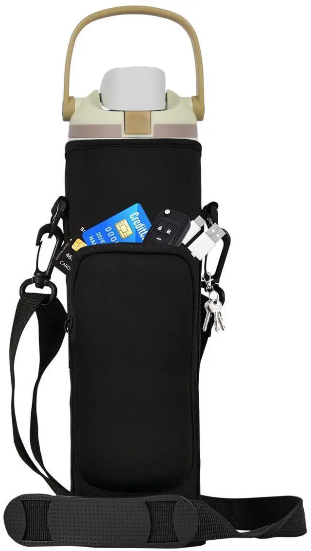 Main image of Storage Sleeve Bag for Owala FreeSip Sway - Insulated Stainless Steel Water Bottle 40oz, Neoprene Water Bottle Pouch Holder Sleeve with Adjustable Shoulder Strap and Pocket (40oz, Black)