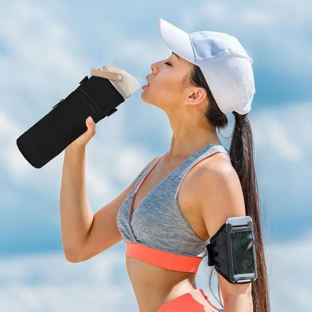 Alt view image 2 of 7 - Storage Sleeve Bag for Owala FreeSip Sway - Insulated Stainless Steel Water Bottle 40oz, Neoprene Water Bottle Pouch Holder Sleeve with Adjustable Shoulder Strap and Pocket (40oz, Black)
