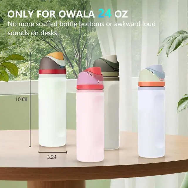 Alt view image 2 of 6 - Silicone Water Bottle Boot, for Owala Water Bottle 24 oz Accessories, Protective Anti-Scratch & Anti-Dent No Noise Sleeve Cover for FreeSip Water Bottles (Translucent)