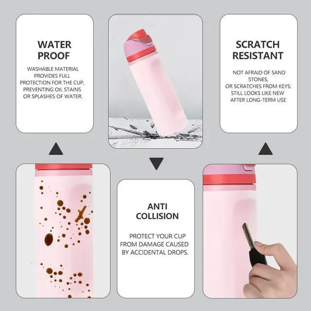 Alt view image 3 of 6 - Silicone Water Bottle Boot, for Owala Water Bottle 24 oz Accessories, Protective Anti-Scratch & Anti-Dent No Noise Sleeve Cover for FreeSip Water Bottles (Translucent)