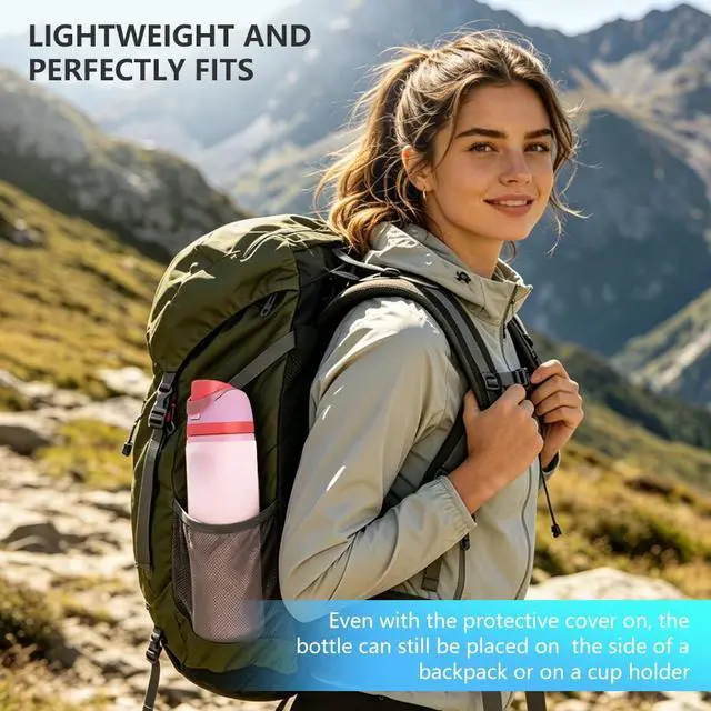 Alt view image 4 of 6 - Silicone Water Bottle Boot, for Owala Water Bottle 24 oz Accessories, Protective Anti-Scratch & Anti-Dent No Noise Sleeve Cover for FreeSip Water Bottles (Translucent)
