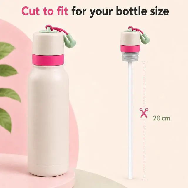 Alt view image 4 of 7 - Replacement Lid Compatible with Owala FreeSip Twist Insulated Stainless Steel 18oz 24oz, 2 Pack Caps with Carry Handle, with Straws, Lid Accessory for FreeSip Twist Bottles (Beige)