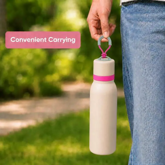 Alt view image 7 of 7 - Replacement Lid Compatible with Owala FreeSip Twist Insulated Stainless Steel 18oz 24oz, 2 Pack Caps with Carry Handle, with Straws, Lid Accessory for FreeSip Twist Bottles (Beige)