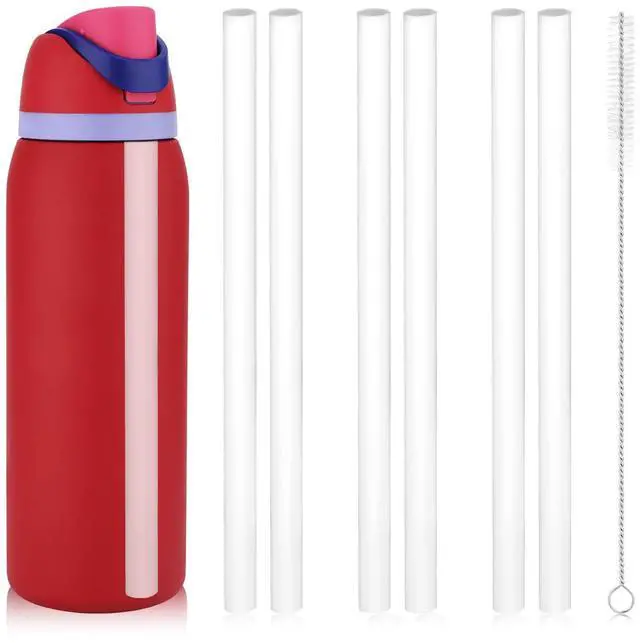 Main image of 40 oz Replacement Straws for Owala Water Bottle, 6PCS Reusable Plastic Straws with Cleaning Brush for Owala FreeSip Flip Insulated Stainless Steel Bottle 40oz Tumbler Cup Accessories Parts (White)