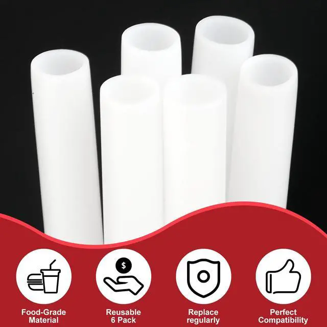 Alt view image 7 of 7 - 40 oz Replacement Straws for Owala Water Bottle, 6PCS Reusable Plastic Straws with Cleaning Brush for Owala FreeSip Flip Insulated Stainless Steel Bottle 40oz Tumbler Cup Accessories Parts (White)