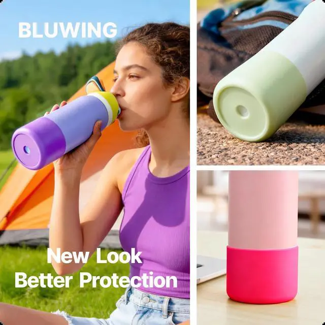 Alt view image 2 of 7 - Silicone Water Bottle Boot for Owala 32 oz, Anti-Slip Protective Sleeve Bottom for Owala 32oz FreeSip/Twist/Flip Insulated Water Bottle(Rose Red)