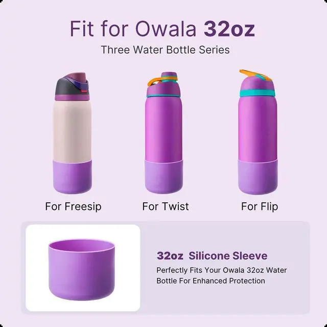 Alt view image 5 of 7 - Silicone Water Bottle Boot for Owala 32 oz, Anti-Slip Protective Sleeve Bottom for Owala 32oz FreeSip/Twist/Flip Insulated Water Bottle(Rose Red)