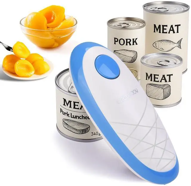 Main image of Electric Can Opener, One-Touch Automatic Can Opening with Smooth Edges, Food Safety Handheld Battery-Operated Can Opener for Kitchen and Seniors, Blue