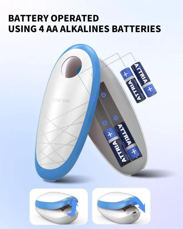 Alt view image 7 of 7 - Electric Can Opener, One-Touch Automatic Can Opening with Smooth Edges, Food Safety Handheld Battery-Operated Can Opener for Kitchen and Seniors, Blue