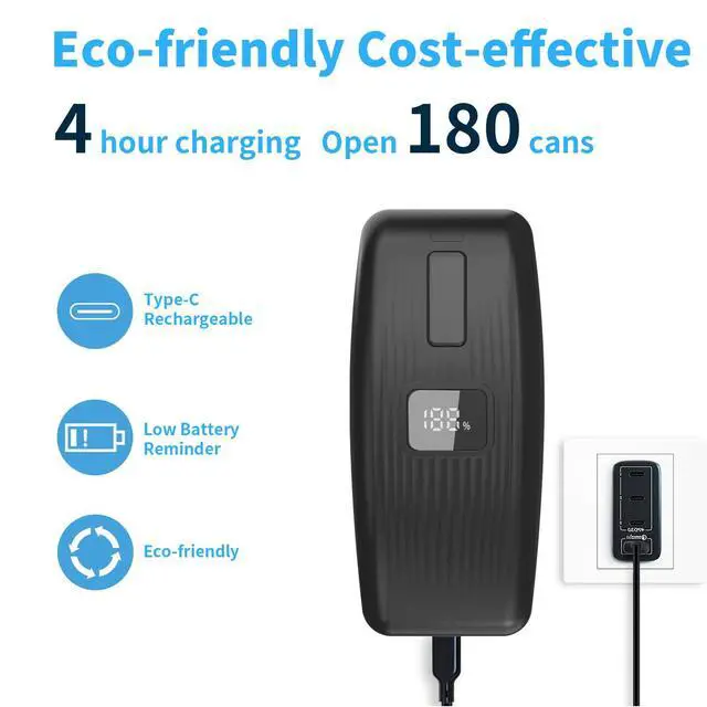 Alt view image 3 of 7 - Electric Can Opener with LED Display, USB Rechargeable Electric Can Opener for Seniors & Arthritis, One-Touch Automatic Can Opener, Hands-Free, Smooth Edge, Compact, Cordless