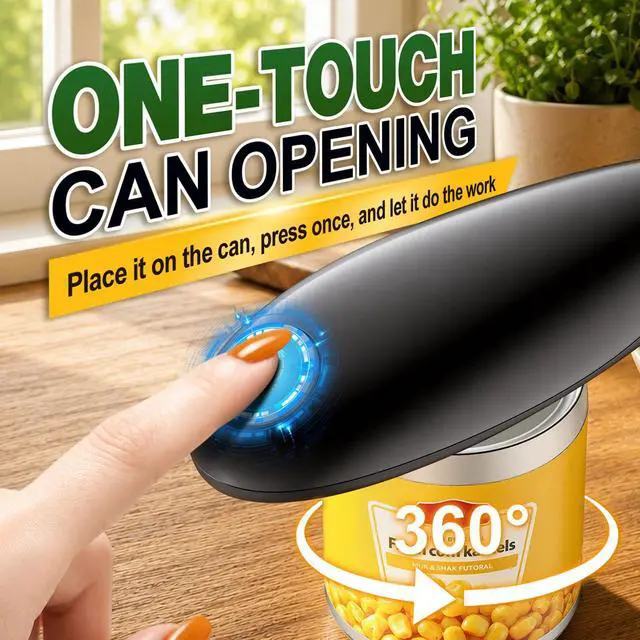 Alt view image 2 of 7 - Electric Can Opener, One Touch Side Cut Automatic Can Opener with Smooth Edge, Safe & Easy Battery Operated Can Opener Fits Almost Cans, Kitchen Gadget for Seniors, Arthritis and Weak Hands
