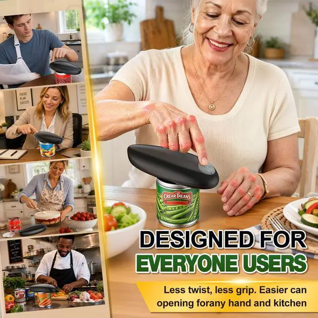 Alt view image 3 of 7 - Electric Can Opener, One Touch Side Cut Automatic Can Opener with Smooth Edge, Safe & Easy Battery Operated Can Opener Fits Almost Cans, Kitchen Gadget for Seniors, Arthritis and Weak Hands