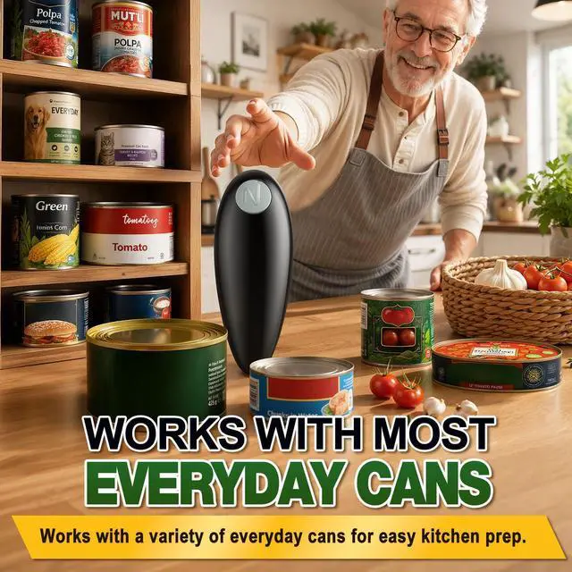 Alt view image 4 of 7 - Electric Can Opener, One Touch Side Cut Automatic Can Opener with Smooth Edge, Safe & Easy Battery Operated Can Opener Fits Almost Cans, Kitchen Gadget for Seniors, Arthritis and Weak Hands