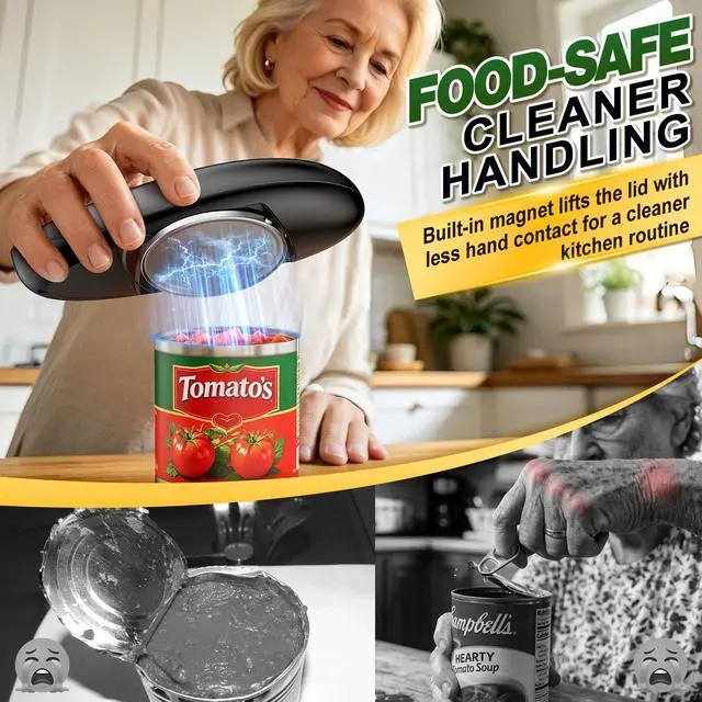 Alt view image 5 of 7 - Electric Can Opener, One Touch Side Cut Automatic Can Opener with Smooth Edge, Safe & Easy Battery Operated Can Opener Fits Almost Cans, Kitchen Gadget for Seniors, Arthritis and Weak Hands