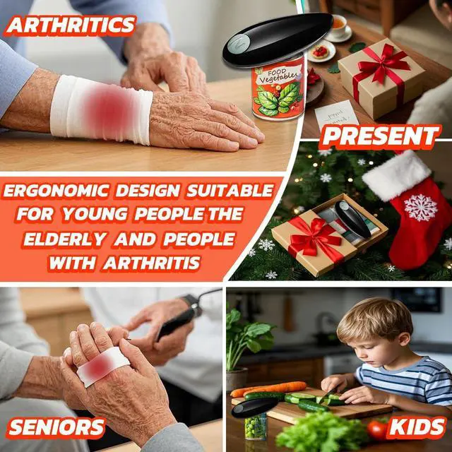 Alt view image 6 of 6 - Electric Can Opener, One-Touch Automatic Can Opener for Seniors with Arthritis, Battery Operated Hands Free Smooth Edge Can Opener, Compact Can Opener Electric for Kitchen, Home, RV, Outdoor Use