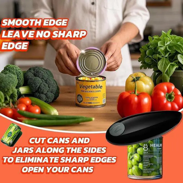 Alt view image 3 of 6 - Electric Can Opener, One-Touch Automatic Can Opener for Seniors with Arthritis, Battery Operated Hands Free Smooth Edge Can Opener, Compact Can Opener Electric for Kitchen, Home, RV, Outdoor Use
