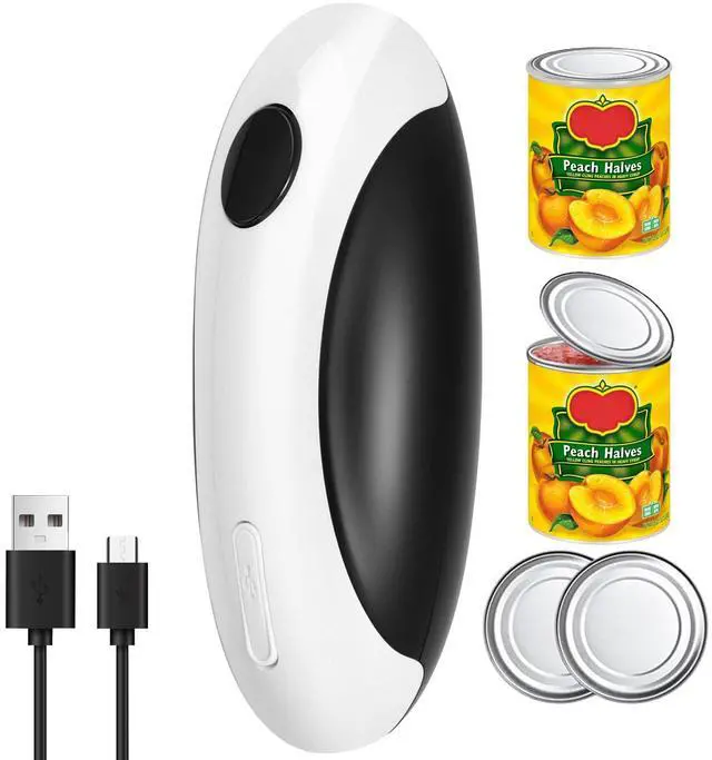 Main image of Auto Electric Can Opener: Open Your Cans with A Simple Press of Button - Automatic, Hands Free, Smooth Edge, Food-Safe, Black and White