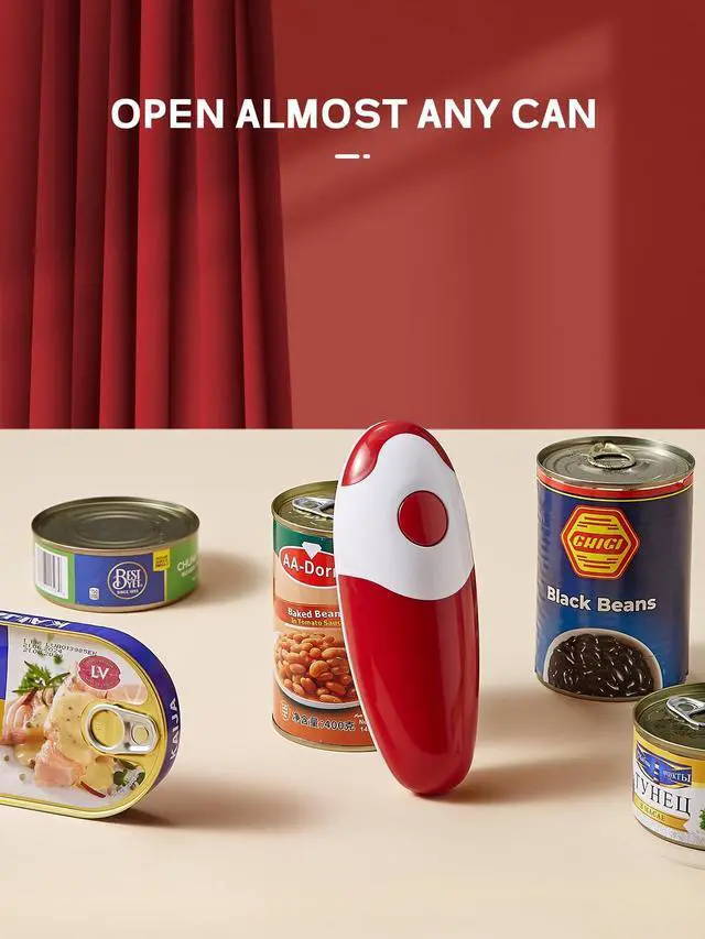 Alt view image 3 of 7 - Electric Can Opener, Battery Operated Can Opener Fits Alomost All Can Sizes, Simple One Touch-Operation, Automatic, Hand Free, Smooth Edge (battery not included), Red