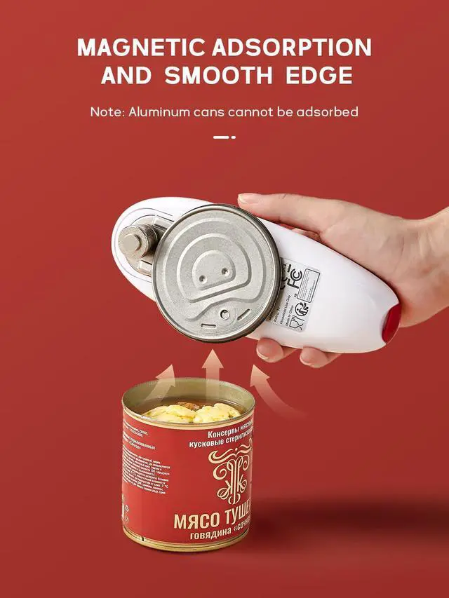 Alt view image 5 of 7 - Electric Can Opener, Battery Operated Can Opener Fits Alomost All Can Sizes, Simple One Touch-Operation, Automatic, Hand Free, Smooth Edge (battery not included), Red