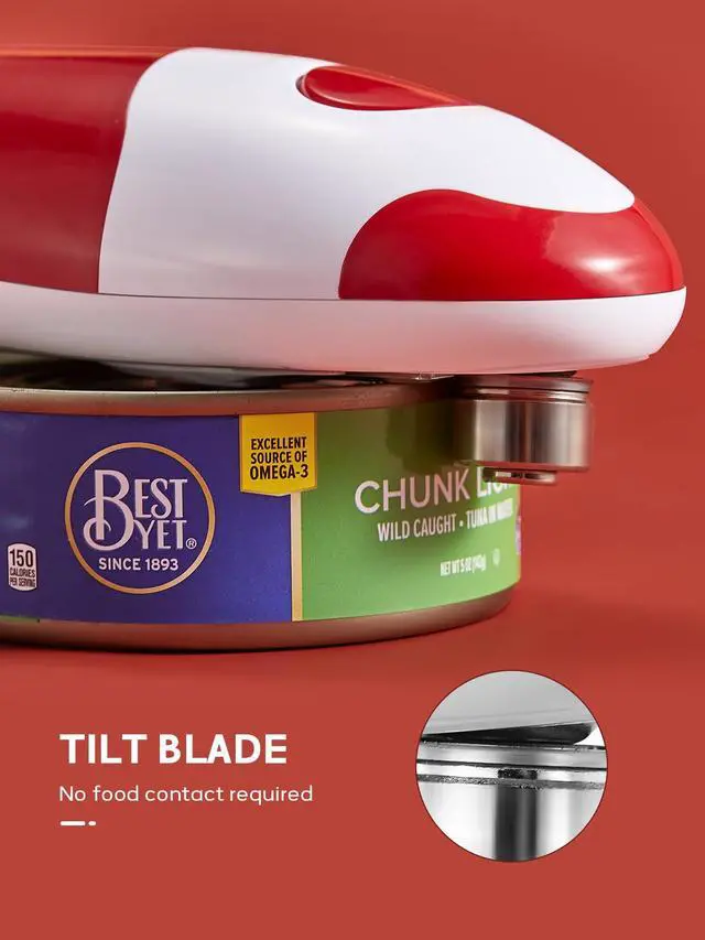 Alt view image 6 of 7 - Electric Can Opener, Battery Operated Can Opener Fits Alomost All Can Sizes, Simple One Touch-Operation, Automatic, Hand Free, Smooth Edge (battery not included), Red