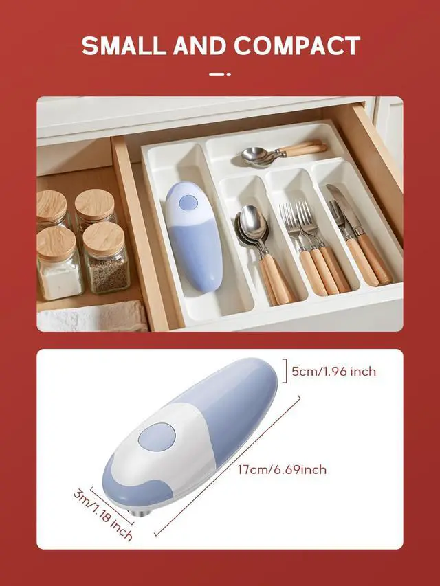 Alt view image 7 of 7 - Electric Can Opener, Battery Operated Can Opener Fits Alomost All Can Sizes, Simple One Touch-Operation, Automatic, Hand Free, Smooth Edge (battery not included), Blue Gray