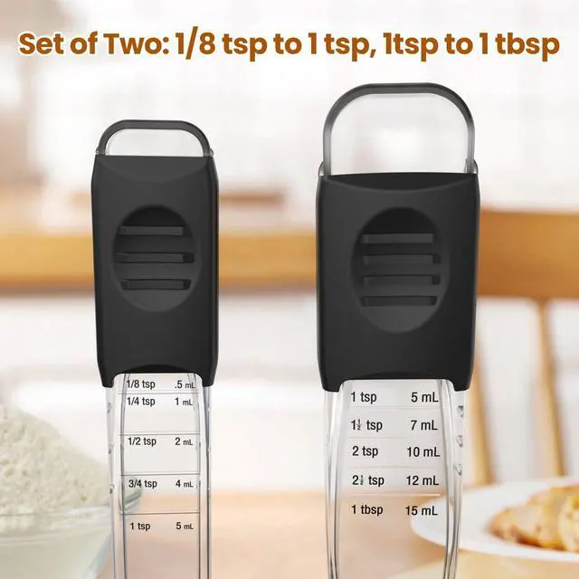 Alt view image 2 of 6 - Professional Adjustable Measuring Spoons Set of 2#2258, Fits in Spice Jars, Teaspoon Measuring Spoons 9 in 1 for Dry and Liquid, BPA- free & Dishwasher Safe