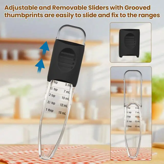 Alt view image 4 of 6 - Professional Adjustable Measuring Spoons Set of 2#2258, Fits in Spice Jars, Teaspoon Measuring Spoons 9 in 1 for Dry and Liquid, BPA- free & Dishwasher Safe