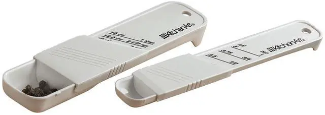 Main image of Adjust-A-Teaspoon And Adjust-A-Tablespoon Set, Plastic, 2-Piece, White,9 x 3.5 x 0.75 inches