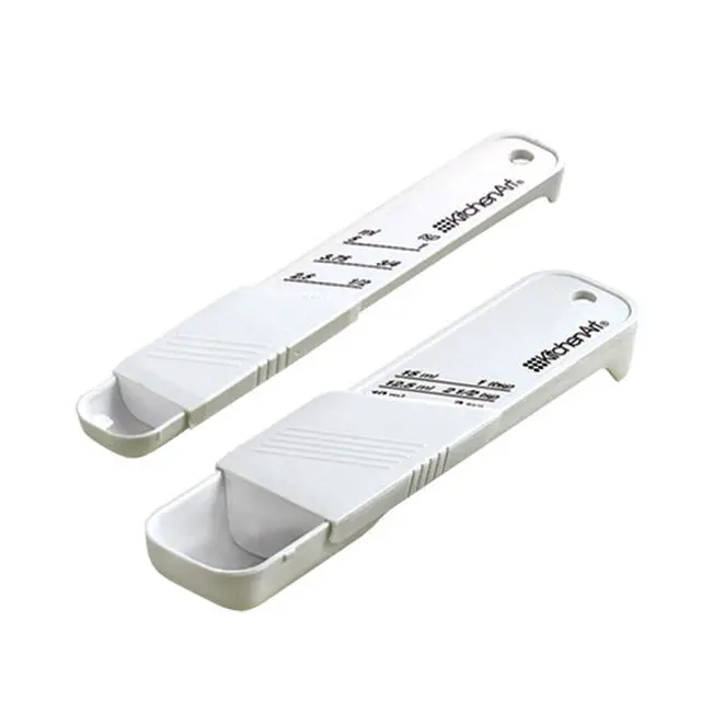 Alt view image 2 of 6 - Adjust-A-Teaspoon And Adjust-A-Tablespoon Set, Plastic, 2-Piece, White,9 x 3.5 x 0.75 inches