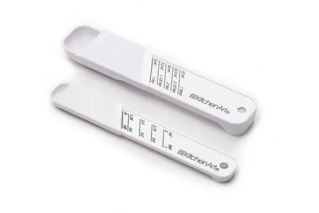 Alt view image 5 of 6 - Adjust-A-Teaspoon And Adjust-A-Tablespoon Set, Plastic, 2-Piece, White,9 x 3.5 x 0.75 inches