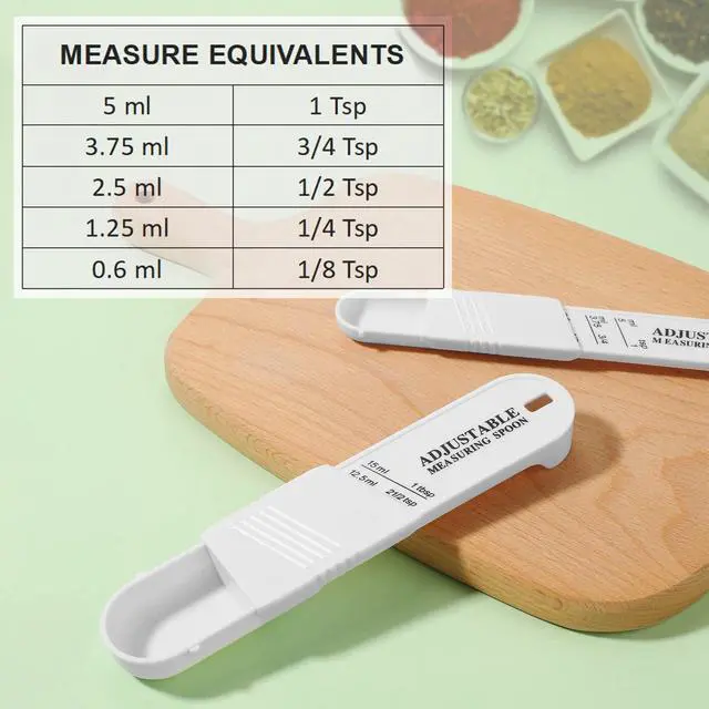 Alt view image 3 of 6 - 6 Pcs Adjustable Measuring Spoon Plastic Tablespoon and Teaspoon Set Baking Cooking Spoon Set for Chef Measuring Metering Kitchen Dry Liquid Ingredients Powder, 2 Sizes(White)