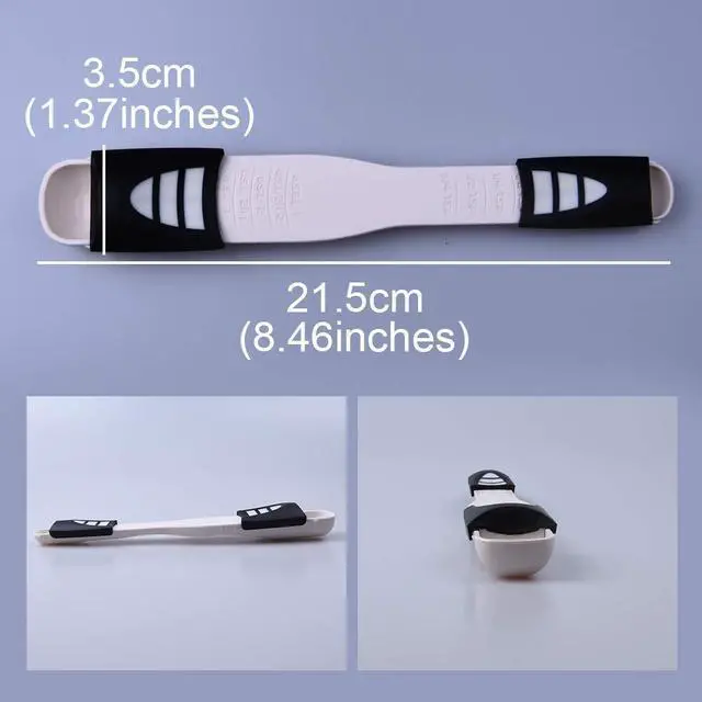 Alt view image 5 of 6 - Adjustable Measuring Spoon White,Creative Double End Adjustable Scale, Eight Stalls Measuring Spoon,Measuring Dry/Semi-Liquid Ingredients,Metering Spoon for Baking,Cooking,Coffee,Sugar,Salt,Powder.