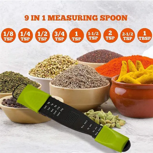 Alt view image 2 of 6 - Adjustable Measuring Spoon, 9-in-1 Teaspoon & Tablespoon, Sliding