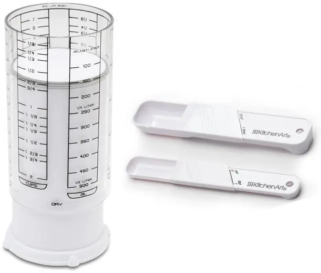 Main image of Adjustable Measuring Tool Set, Includes Adjustable Teaspoon, Tablespoon, and 2 Cup Measuring Cup
