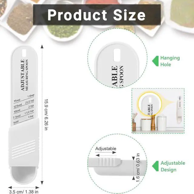 Alt view image 7 of 7 - Adjustable Measuring Spoon for Dry and LiquidWhite