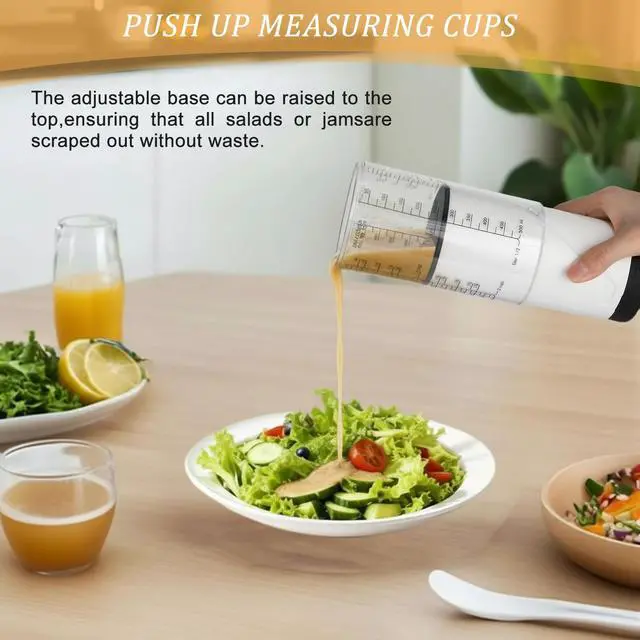 Alt view image 4 of 7 - 6 Pcs Adjustable Measuring Cups Set Includes 2 Cup Push up Measuring Cup and 5 Measurings Spoon for Peanut Butter 4 in 1 Liquid Dry Semi Solid Ingredient Home Cooking Tool