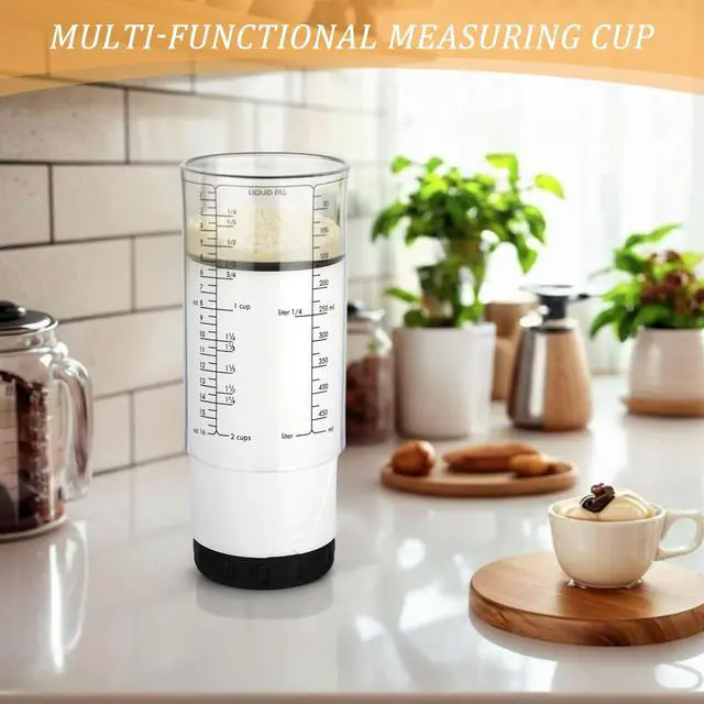 Alt view image 5 of 7 - 6 Pcs Adjustable Measuring Cups Set Includes 2 Cup Push up Measuring Cup and 5 Measurings Spoon for Peanut Butter 4 in 1 Liquid Dry Semi Solid Ingredient Home Cooking Tool