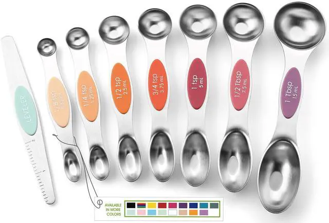 Main image of Stainless Steel Metal Magnetic Measuring Spoons Set of 8 with Leveler, Heavy Duty Nesting Teaspoon & Tablespoon Measuring Spoons, Kitchen Gadgets for Baking & Cooking - Desert Sunset