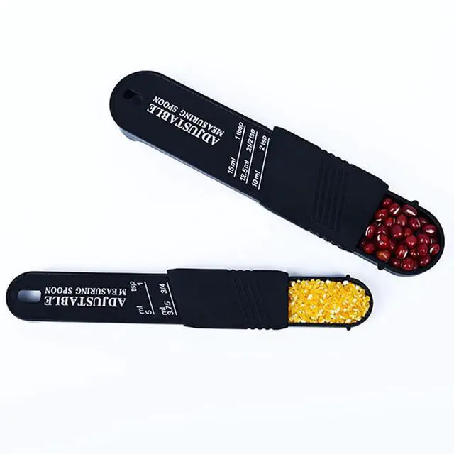 Main image of Adjustable Measuring Spoon, Set of 2, Measuring Spoons for Measuring Dry Semi-Liquid Ingredients for Baking Cooking (Black)