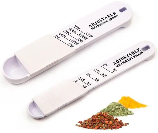 Alt view image 3 of 6 - Adjustable Measuring Spoon, Set of 2, Measuring Spoons for Measuring Dry Semi-Liquid Ingredients for Baking Cooking (Black)