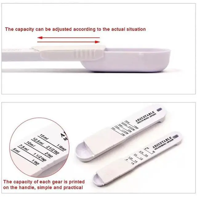Alt view image 5 of 6 - Adjustable Measuring Spoon, Set of 2, Measuring Spoons for Measuring Dry Semi-Liquid Ingredients for Baking Cooking (Black)