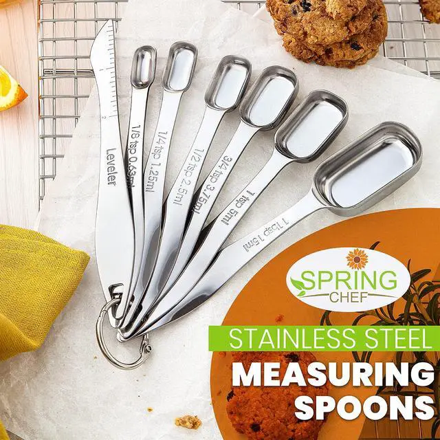 Alt view image 2 of 7 - Nesting Stainless Steel Measuring Spoons Set of 7 with Leveler